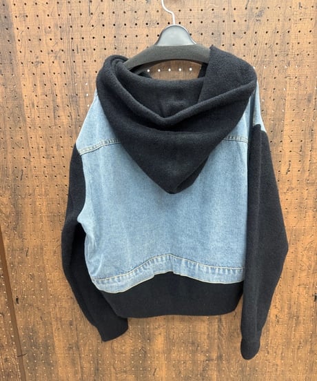 Pauline Bleu ポリーヌブロー　デニムレイヤード ニットフーディー