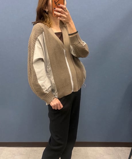 Uncarnet アンカルネ　メッシュニット切替 ジップブルゾン