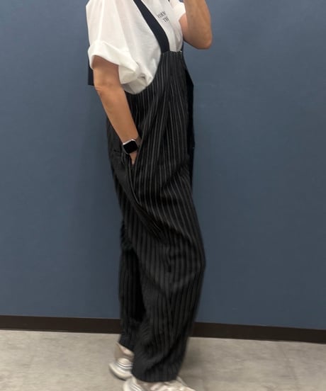 Pauline Bleu ポリーヌブロー　コクーンシルエットストライプサロペット