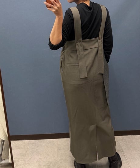 Pauline Bleu ポリーヌブロー  アシンメトリー異素材切替 ジャンパースカート