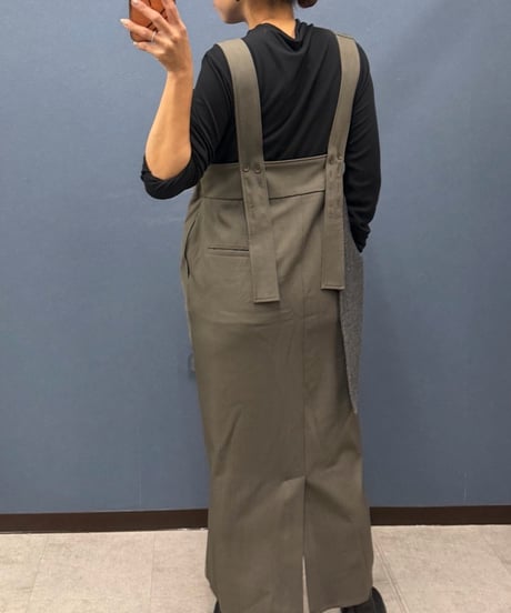 Pauline Bleu ポリーヌブロー  アシンメトリー異素材切替 ジャンパースカート
