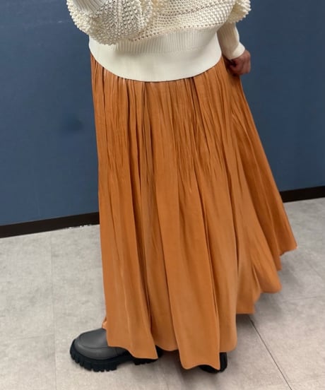 ATELIER SIX アトリエシックス　シャイニーワッシャープリーツロングスカート