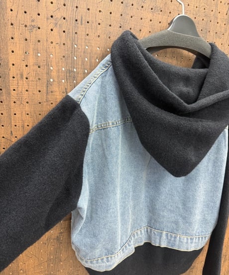Pauline Bleu ポリーヌブロー　デニムレイヤード ニットフーディー