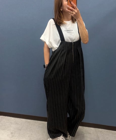Pauline Bleu ポリーヌブロー　コクーンシルエットストライプサロペット