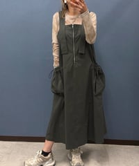 Dignite collier ディニテコリエ  立体ポケット フロントZIPジャンパースカート