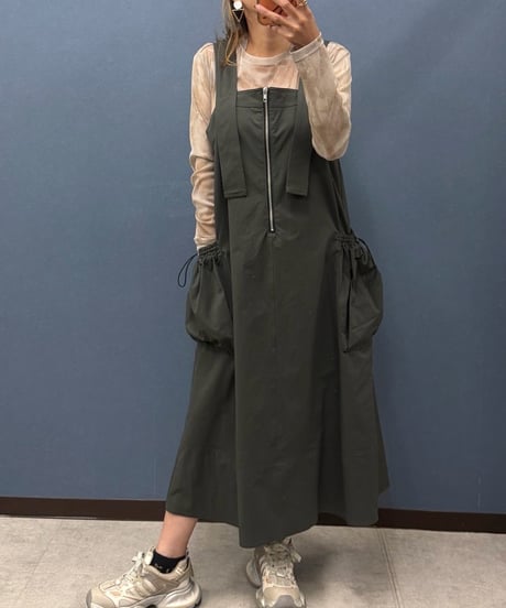 Dignite collier ディニテコリエ  立体ポケット フロントZIPジャンパースカート