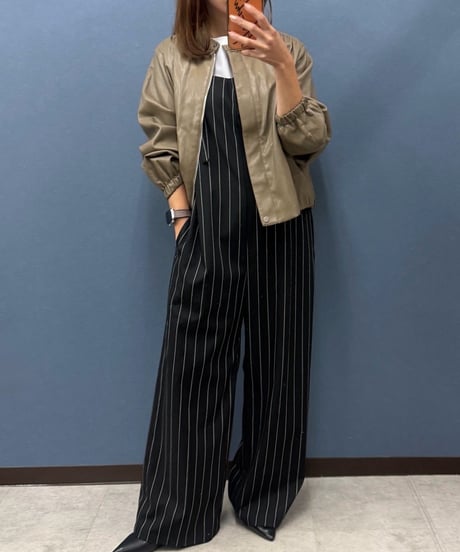 Pauline Bleu ポリーヌブロー　フェイクレザー ギャザースリーブブルゾン