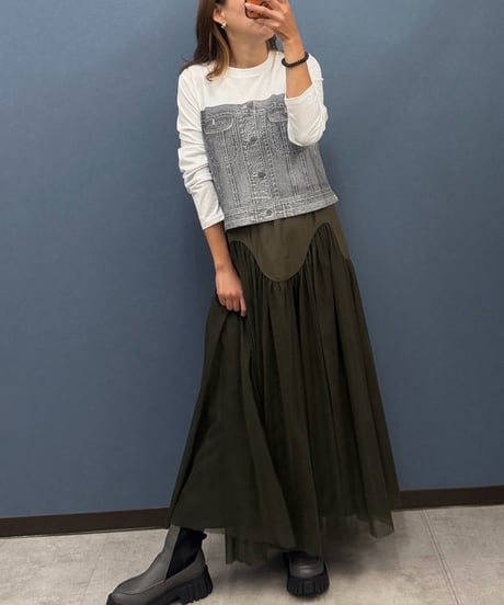 ROSIEE ロージー　デニム転写プリント ロングカットソー