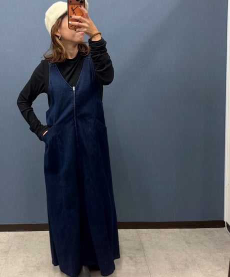 ROSIEE ロージー　大人デニム ワイドサロペットワンピース　indigo