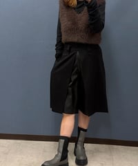 Pauline Bleu ポリーヌブロー　フェイクレザー切替 レイヤードハーフパンツ