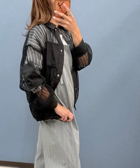 Dignite collier ディニテコリエ 抜け感 デザインレースシャツ