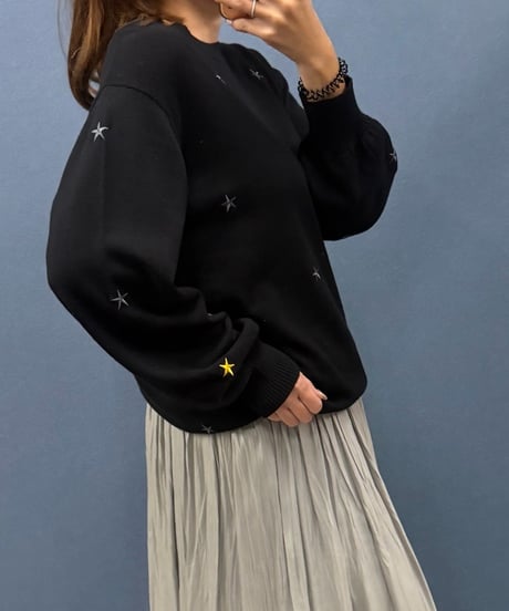 ROSIEE ロージー　スターモチーフ刺繍 プルオーバーニット