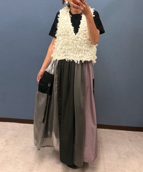Pauline Bleu ポリーヌブロー　異素材ミックス カーゴデザインスカート