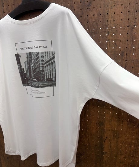 Dignite collier ディニテコリエ　前後着用OK フォトプリント city ロンT