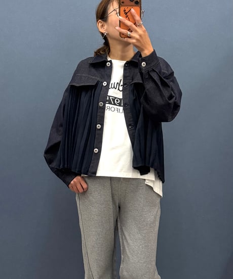 Pauline Bleu ポリーヌブロー　デニムドッキングプリーツジャケット