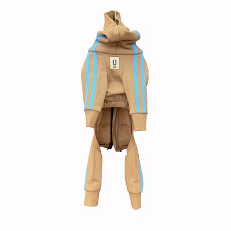 zip-up line jersey rompers：Camel Sand  //ｼﾞｯﾌﾟｱｯﾌﾟﾗｲﾝｼﾞｬｰｼﾞﾛﾝﾊﾟｰｽ :ｷｬﾒﾙ-ｻﾝﾄﾞ