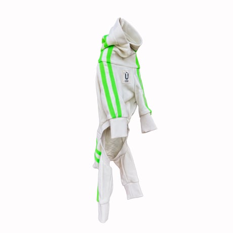 zip-up line jersey rompers：vanilla  //ｼﾞｯﾌﾟｱｯﾌﾟﾗｲﾝｼﾞｬｰｼﾞﾛﾝﾊﾟｰｽ :ﾊﾞﾆﾗ