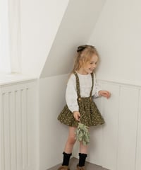 Wonny Ribbon / Flower corduroy skirt (olive)