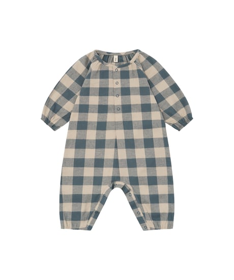 organic zoo/ Fog Blue Gingham Onesie