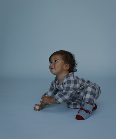 organic zoo/ Fog Blue Gingham Onesie