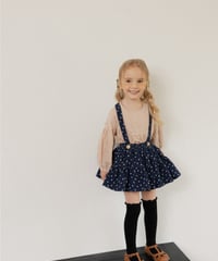 Wonny Ribbon / Flower corduroy skirt (navy)