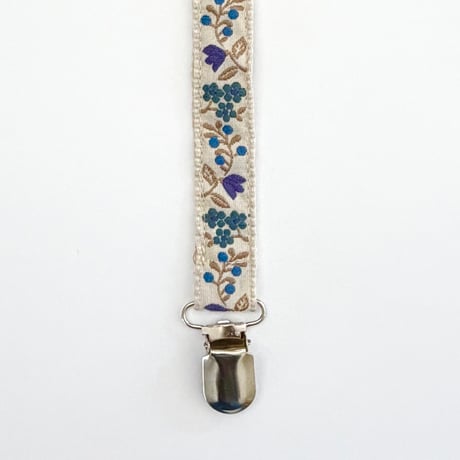 Pacifier Strap [ Blueberry Meadow ] / Hippo + Birds