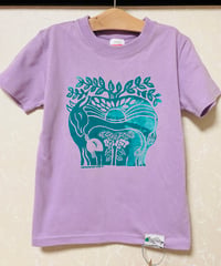 【一点もの】牛の親子｜キッズTシャツ5.6oz［ライトパープル／120cm］