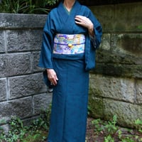 洗える着物「ムジナ菊」／青