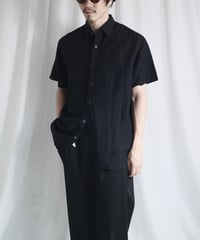 Perry Ellis Linen Rayon Black S/S Shirts -2