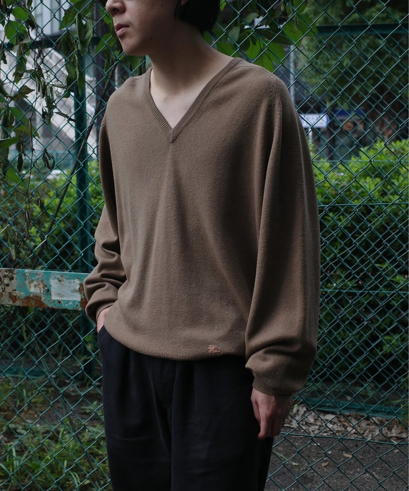 90's Burberrys' V-Neck Wool Knit -Made in Scotl