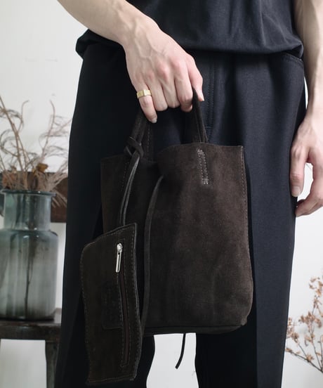 MARLON FIRENZE Calf Leather Mini Shopper Bag - Cioccolato Suede