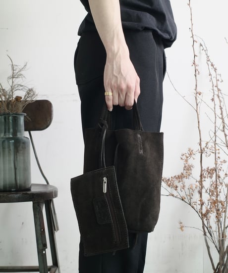 MARLON FIRENZE Calf Leather Mini Shopper Bag - Cioccolato Suede