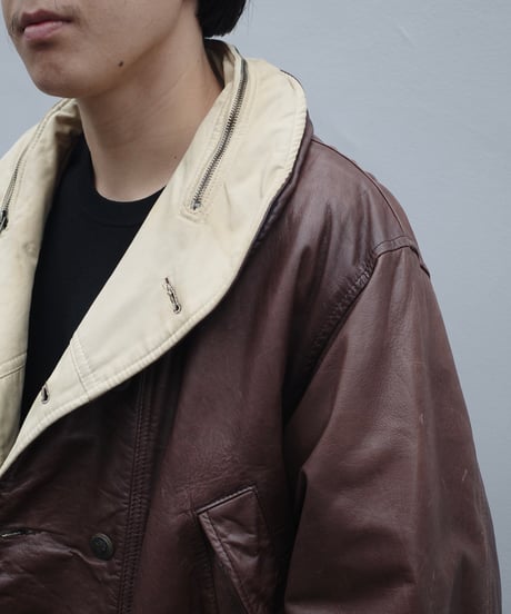 80's C.P.Company Shawl Collar Leather Blouson - Made in Italy