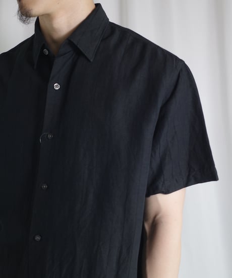 Perry Ellis Linen Rayon Black S/S Shirts -2