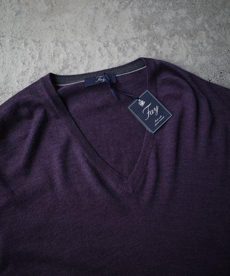 Fay V-neck Wool / Silk High Gauge Knit -Made in ITALY