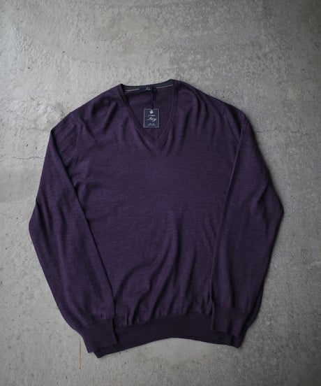Fay V-neck Wool / Silk High Gauge Knit -Made in ITALY
