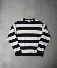 A.R.P Level2 Heat Knit All Cotton High-Gauge Wide Stripe Crew-Neck Shirt
