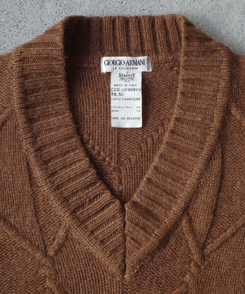 90s Giorgio Armani Cable V-Neck Knit -Made in I