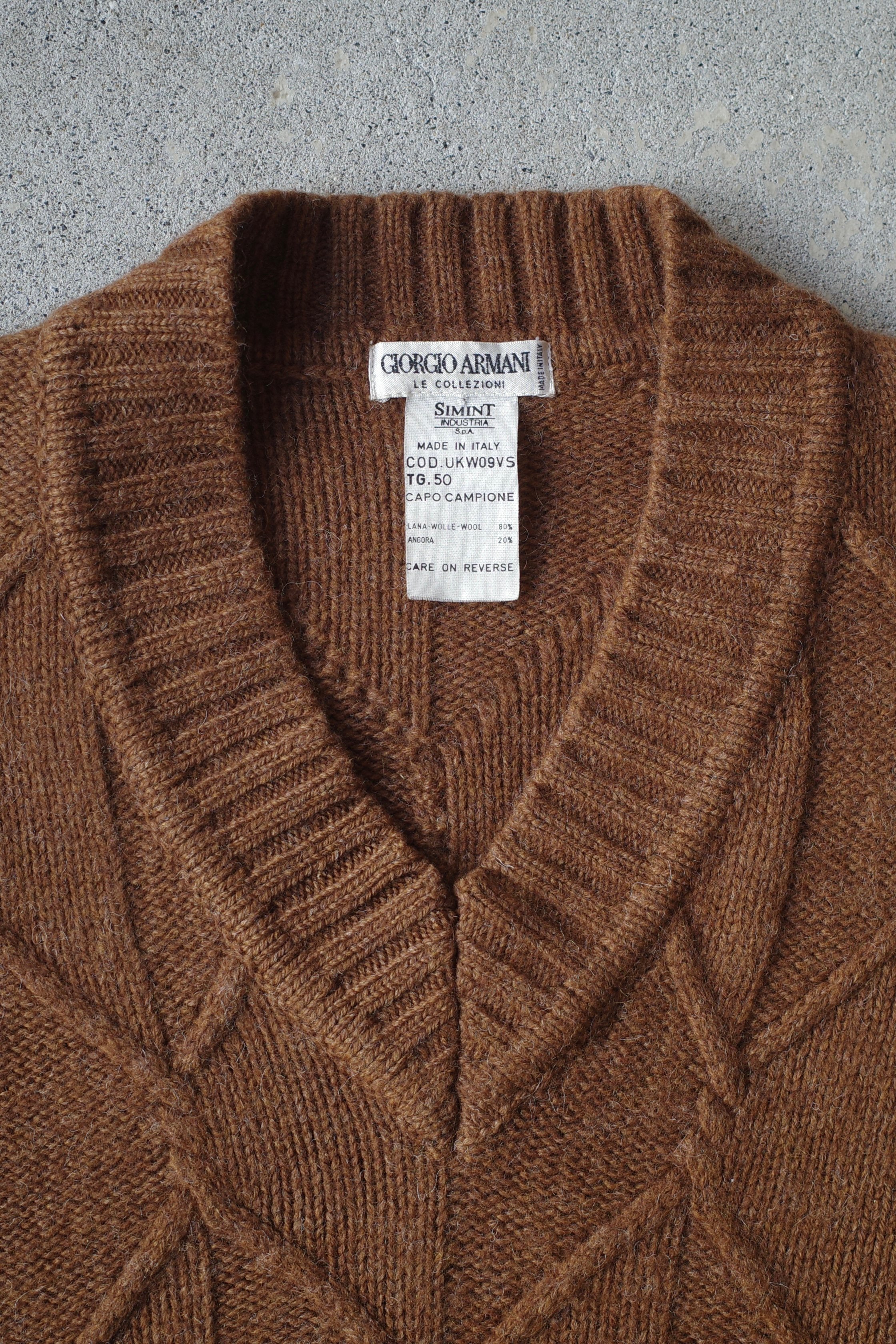 90s Giorgio Armani Cable V-Neck Knit -Made in I