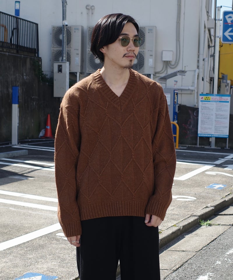 90s Giorgio Armani Cable V-Neck Knit -Made in I