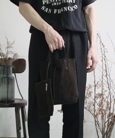 MARLON FIRENZE Calf Leather Mini Shopper Bag - Cioccolato Suede