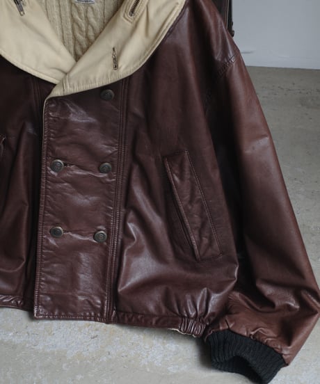 80's C.P.Company Shawl Collar Leather Blouson - Made in Italy
