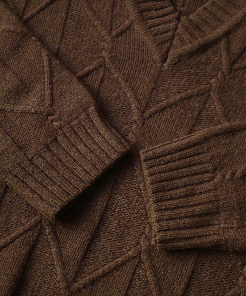 GIORGIO ARMANI 90s ミラノ期 立体 最高級ウール ニット 50 90s Giorgio Armani Cable V-Neck Knit -Made in I