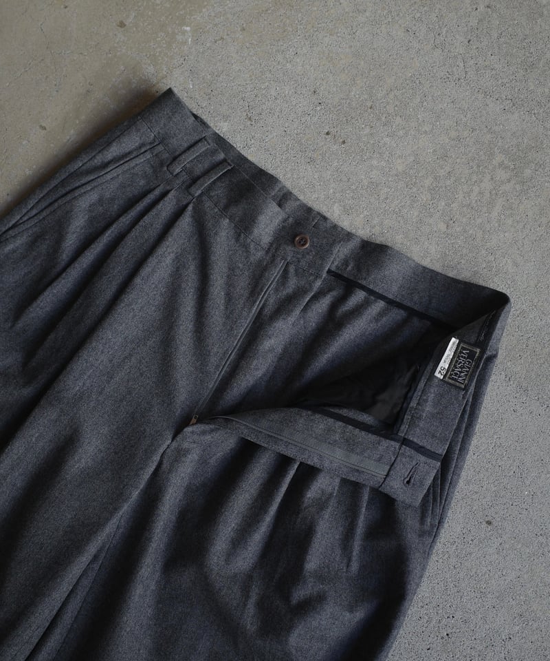 80~90's Gianni Versace 3-Tuck Wide Slacks -Made