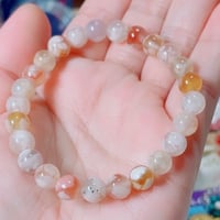 【桜瑪瑙】♡約7ミリ♡小ぶりで愛らしい♡チェリーブロッサムアゲート♡心に花を咲かせるサクラメノウ♡ブレスレット♡ 内径16cm以下変更可能♡