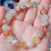 【桜瑪瑙】♡約9ミリ♡小ぶりで愛らしい♡チェリーブロッサムアゲート♡心に花を咲かせるサクラメノウ♡ブレスレット♡内径16cm以下変更可能♡