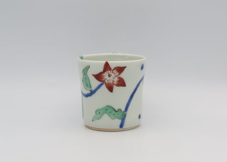 古川章蔵　色絵磁器花紋D1