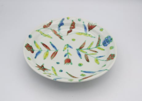 古川章蔵　色絵磁器20cm花紋鉢
