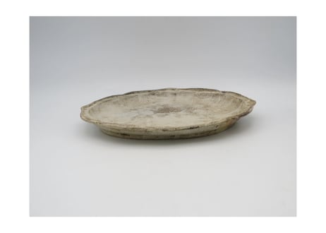 渡辺信史　w13炭化綾花オーバルディッシュ.炭白.小