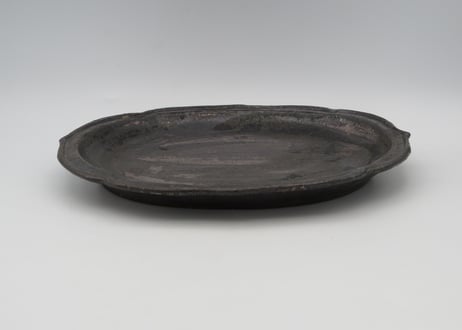 渡辺信史　w12炭化綾花オーバルディッシュ.黒.中